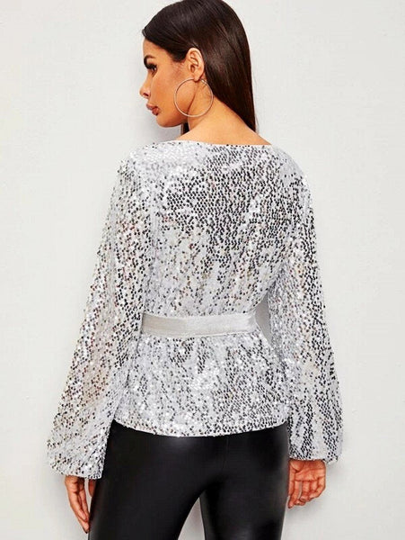 Slim chic women sequins top