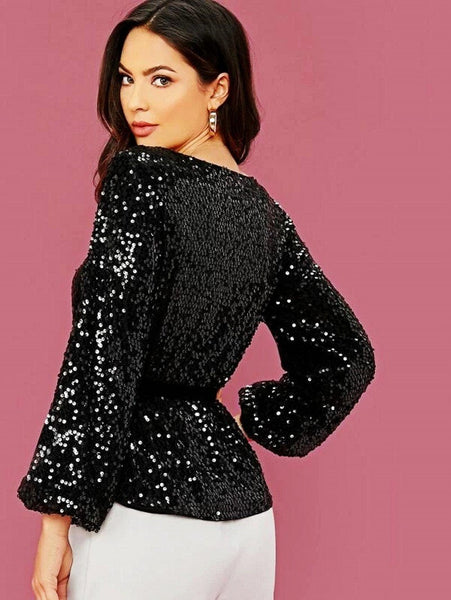 Slim chic women sequins top