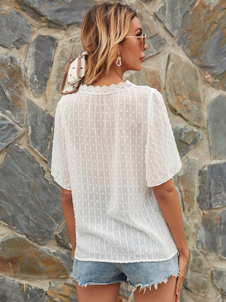 Sweet deep v neck chiffon shirt