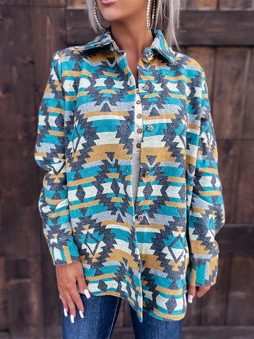 Single-breasted women print leisure shirt