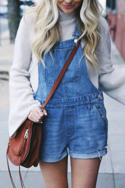 Classical Denim Romper - girlyrose.com