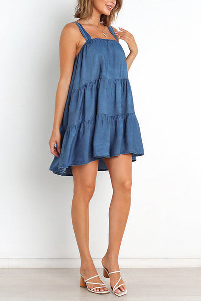 Denim Babydoll Tank Mini Dress