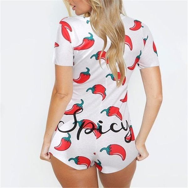 Sexy Women Deep V-neck Bodycon Sleepwear Jumpsuit - girlyrose.com