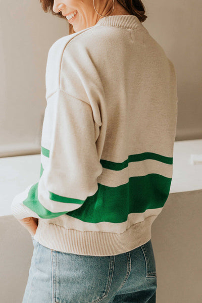 Oversized Stripe Half Zip Sweater