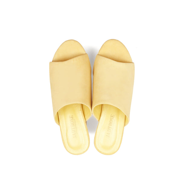 JADY ROSE | PEEP TOE LEATHER PLATFORM MULE - YELLOW